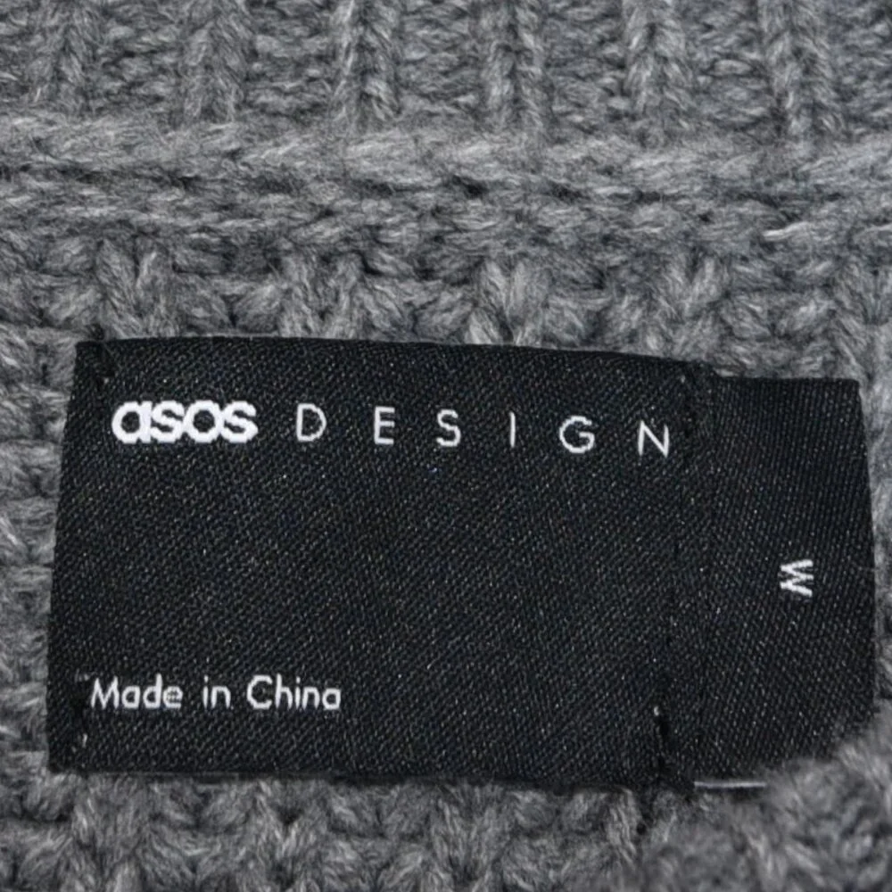 ASOS Grey Knit Sweater M Chunky Ribbed Minimalist Cozy Normcore Soft Grunge - Picture 8 of 9
